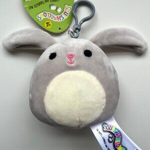 NWT Rare Eyes Open Squishmallows 3.5" Blake the Grey Bunny Clip-On Plush